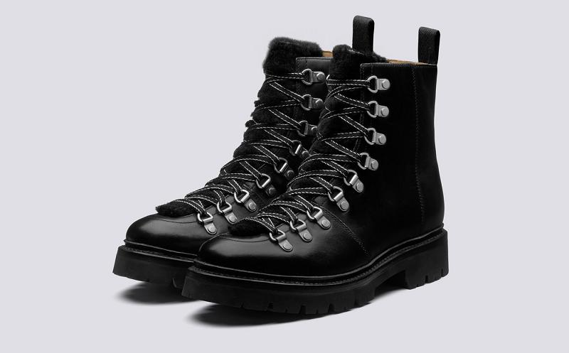 Grenson Nanette Womens Hiker Boots - Black Commando Sole RU9157